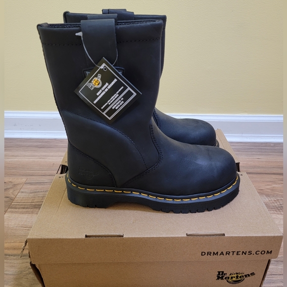 Dr. Martens Shoes - DR. MARTENS WELLINGTON WORK BOOTS STEEL TOE, black, size US 7